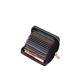 20 Cards Portable Leather Card Holder, Credit Card Bank Card ID Card Holder with a Lots of Space,Easy to Carry Leather Small Business Card case for Woman and Men with a Full Around Zipper