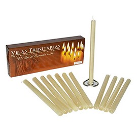 Paquete de Vela Trinitaria (Velas de la Divina Providencia/Santisima Trinidad) incluye 12 velas y 1 candelero
