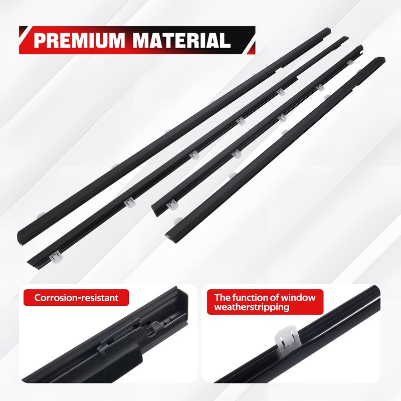 4Pcs Window Weather Stripping Moulding Weatherstrip Trim Seal Belt Compatible