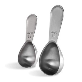U-Taste Durable 18/8 Stainless Steel Coffee Scoop, Measuring Scooper with Short Handle, 1 Tablespoon & 2 Tablespoon (15ml & 30ml)