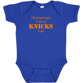 New York Basketball My Dad Says I am Fan Baby Bodysuit (12 Months)