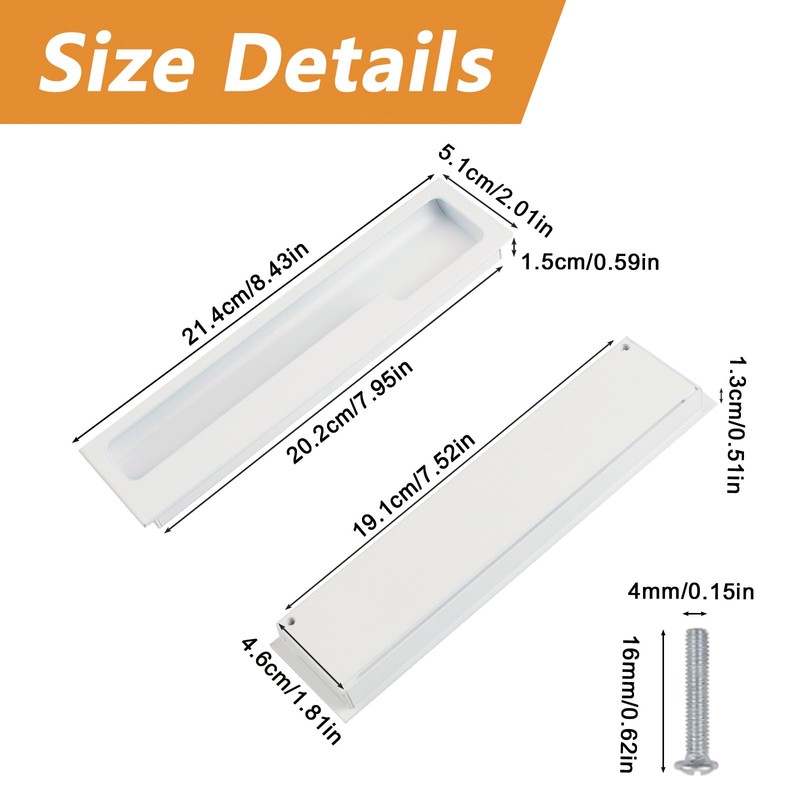 MOROBOR Zinc Alloy Flush Pull Handles, 2pcs Embedded Sliding Door