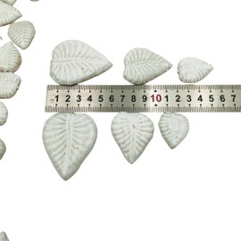 500g Random Ceramic Mosaic Tiles for Crafts, 3 Sizes, Mosaic Pieces for Plates, Flower Pots, Home and Outdoor Decoration (White, Leaves)