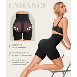 Everyday Shapewear Tummy Control Shorts - High Waisted Body Shaper Underwear Butt Lifting Thigh Slimmer Panties Girdles Black
