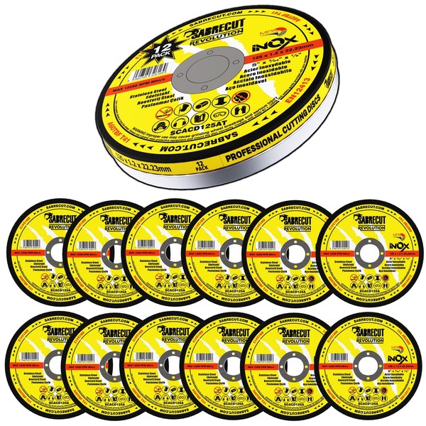 12 x SabreCut SCACD125AT 125mm (5") x 22.23mm Bore Abrasive