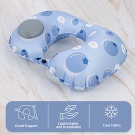 Niuoppy Cooling Inflatable Travel Pillow, Blow up Neck Pillow for Travel, Lightweight Inflatable Neck Pillow for Airplane with Eye Mask and Earplugs (Blue)