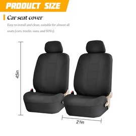 Zpana Car Seat Covers for Front Seat, Polyester Breathable Washable Elastic Waterproof, Vehicle Seats Protector with Removable Headrest, Universal for Most Vans, Trucks, SUVs (Black)