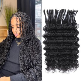 Pre-Divided Human Braiding Hair for Bulk Hair Pre-streached Braiding Hair Easy To Install Boho Braids Human Hair Extensions Deep Wave (640 Roots)18inch/200g