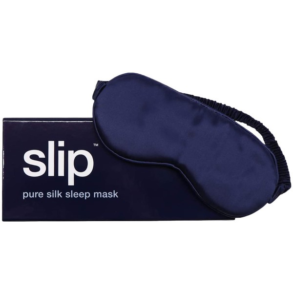 Slip Silk Sleep Mask, Navy (One Size) - 100% Pure Mulberry 22 Momme Silk Eye Mask - Comfortable Sleeping Mask with Elastic Band + Pure Silk Filler and Internal Liner