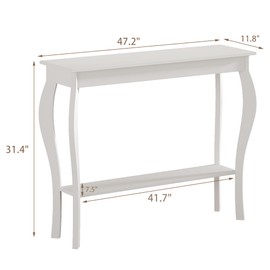 ChooChoo 47 Inch Narrow Console Table, Chic Accent Sofa Table, Entryway Table, White