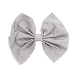 Girls' Scalloped Edge Bow Hair Clip Large Light Grey
