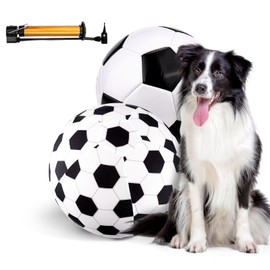 Juome 8" Dog Herding Balls, Soccer Cloth Cover, Hand Pump, Interactive Dog Toys for Small & Medium Dogs