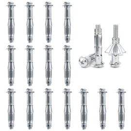 DAIRYCOF Pack of 15 Cavity Dowels, Galvanised Metal, Hollow Wall Dowels, M8 x 65 mm, Expansion Nuts, Cavity Dowels, Thin Fixings for Fixings in Plasterboard (15, M8 x 65 mm)
