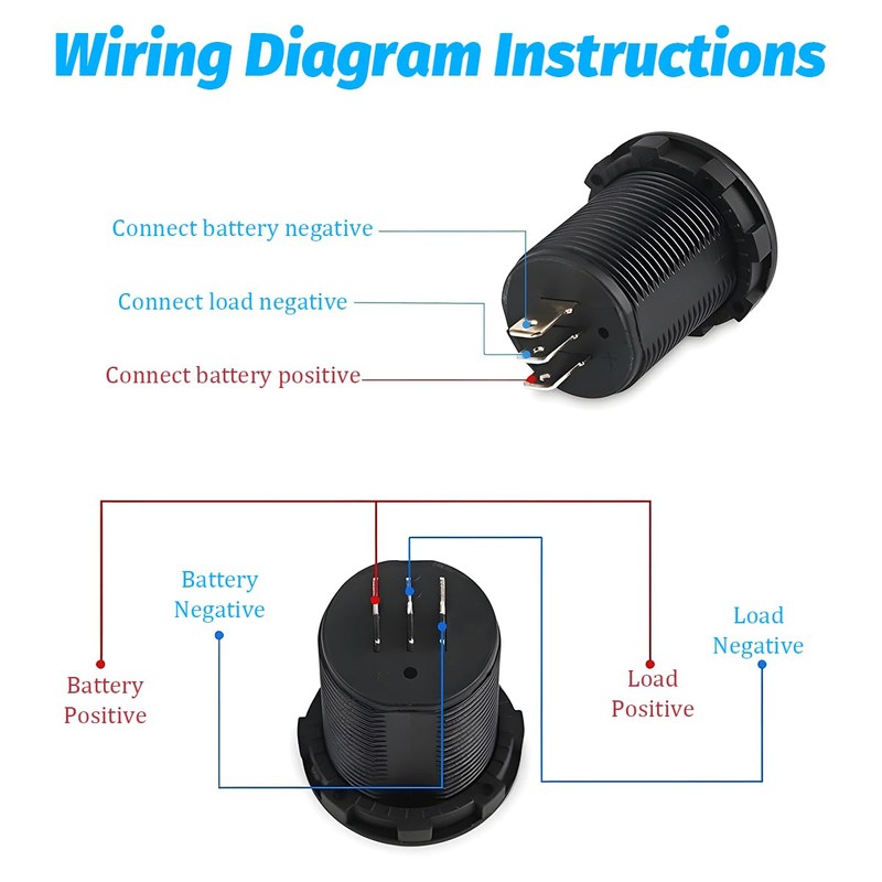 Zpana Car LED Digital Double Voltmeter, DC 12-24V Waterproof Round