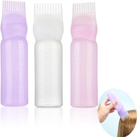 Botella Aplicadora de Tinte de Raíz Cepillo Aplicador de Tinte de Cabello 3 Pack Botella Aplicadora de Tinte de Raíz Botella Aplicadora de Tinte de Raíz 6 Onzas con Escala Graduada (A)
