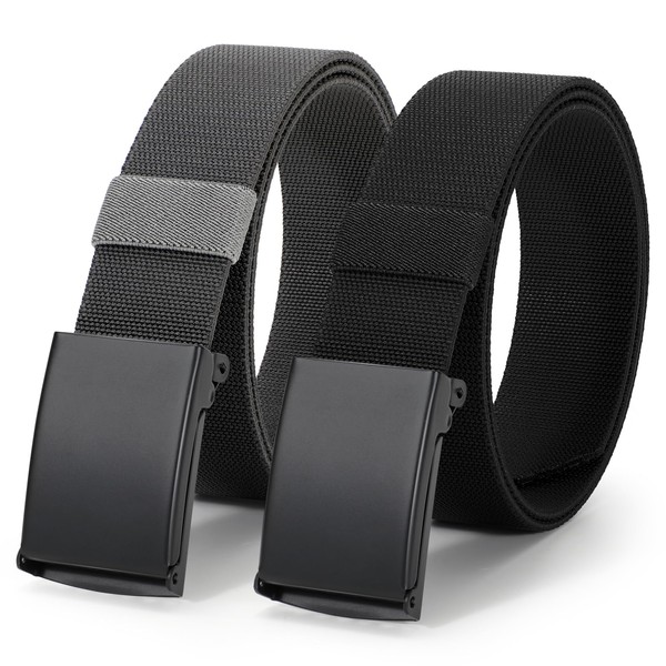 JASGOOD 2 Pack Stretch Web Belt for Men with Metal