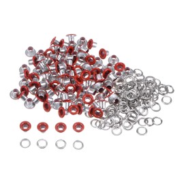 sourcing map Set of 100 Grommets Kit Metal Eyelets 3 mm 0.12 Inch Grommet Tool for Shoes Clothing Belt Bag DIY Project Red