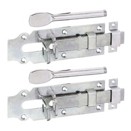 Alberts 117177 Stable Door Lock Bolt | Straight, with Flat Handle and Attached Loop | Galvanised | Thick Layer Passivated | Plate 160 x 56 mm | Set of 2