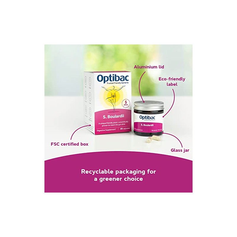 Optibac Probiotics Saccharomyces Boulardii - Vegan Scientifically Proven Digestive Probiotic