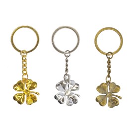 St. Patrick's Day Lucky Four Leaf Clover Keychain Good Luck Charm Keyring for a Little Gift Brings Luck and Positive Vibe (Silver)