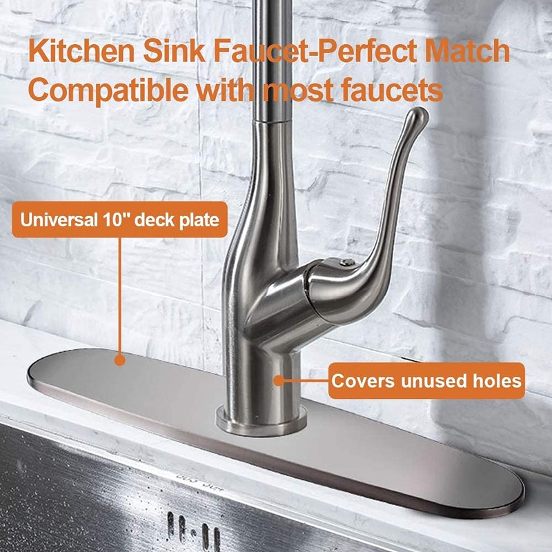 Brushed Nickel 10-inch Hole Cover Deck Stainless Steel Sink Hole
