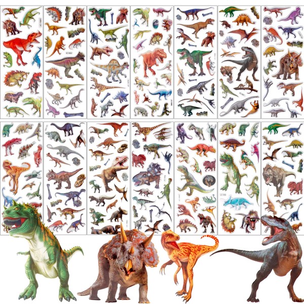 UPINS Dianosaur Stickers for Kids, 14 Different Sheets 200+ Counts