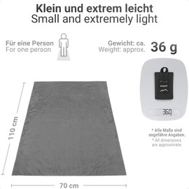 Siegvoll Mini Picnic Blanket Ultralight, Ultra-Thin Portable Beach Blanket, Outdoor Blanket for Beach, Picnic, Camping and Hiking, 70 x 110 cm (Grey)
