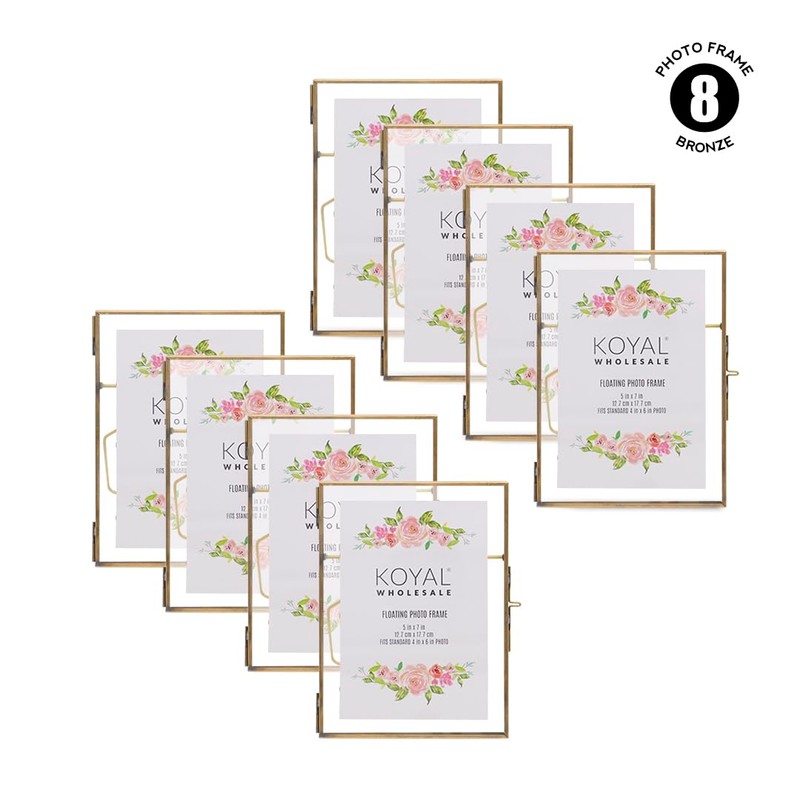 Koyal Wholesale 8Pcs Pressed Glass Floating Picture Frames 5 X