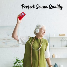 YOFITS YF35 3-in-1 Portable Radio AM FM MP3 Player Voice Recorder- Multi-Function Excellent Reception and Rechargeable Battery Small Receiver for Indoor/Outdoor(Red)