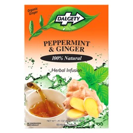 Dalgety Peppermint and Ginger Herbal Infusion 6x40g Cartons (6 Pack) 100% Natural, Caffeine Free Tea (Total 108 Teabags); Delicious and Packed with Unique Health Benefits