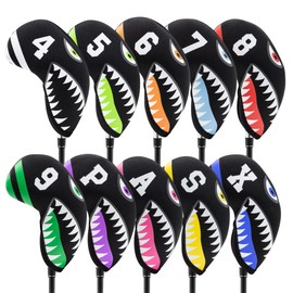 10 Pcs Golf Iron Covers Neoprene Elastic Number Iron Covers 4-9 P A S X Shark