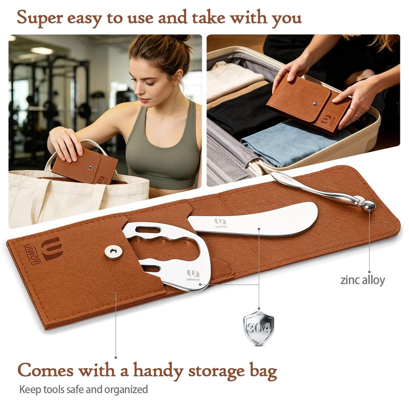UIWOYI 304 Stainless Steel Gua Sha Tools Set, Facial &