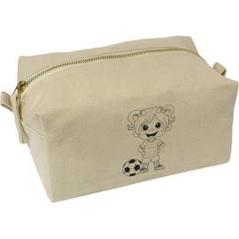 'Football Player Girl' Canvas Wash Bag/Makeup Case (CS00041931)