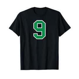 Number #9 Sport White Green Number T-Shirt