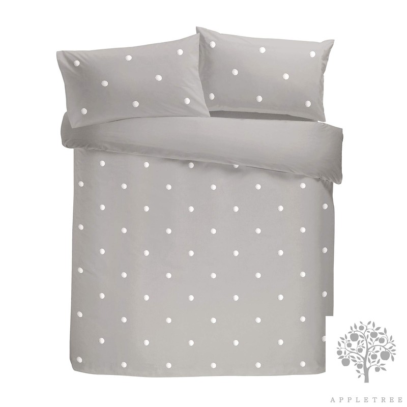Appletree Dot Garden 100% Cotton Duvet Cover Set, Silver with