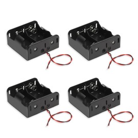 PKCELL 4 Pack 2 Slot D Cell Battery Holder 1.5V D Size Battery Case Box with Wire Leads