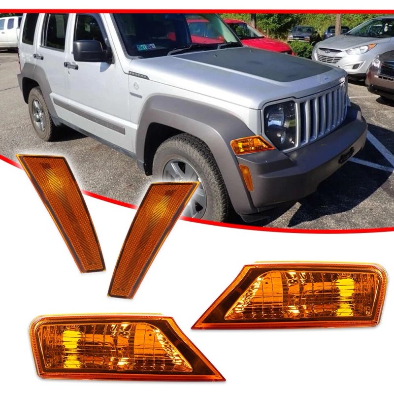 GTINTHEBOX COMBO Amber Bumper Signal +Bumper Side Marker Lights For