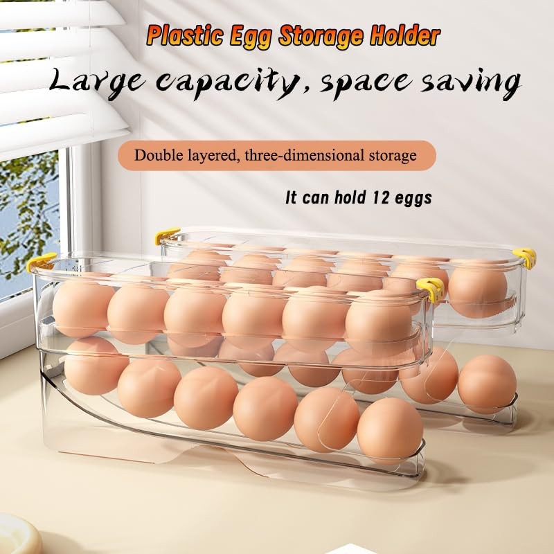 Egg Container for Refrigerator Clear Stackable Egg Holder for Kitchen