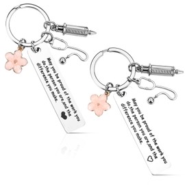 Ymapinc 2pcs Nurse Gifts Keyring, Nurse Graduation Gifts, Medical Nurse Keyring for Women, Paramedic Gifts, Student Nurse Gifts, Nurse Appreciation Gifts, Gifts Under 5 Pounds, Silver