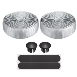 sourcing map Bike Handlebar Tape PU EVA Carbon Fiber Soft Bicycle Bar Tape with End Plugs for Road Cycling Folding Bicycles Enhance Bike Grip, Silver