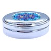 Dekorative Pillendose aus Metall mit Blumenmosaik, Murano-Design, Blau und Rosa,