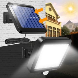 BENMA BENMA Solarlampen fr Au?en mit Bewegungsmelder - 2 Stck, Solar Led Strahler 120 Superhelle Solar Aussenleuchte mit Bewegungsmelder, IP65 Wasserdichte Garten Sicherheits Wandleuchte mit 5m Kabel