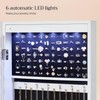 SONGMICS 6 LEDs Mirror Jewelry Cabinet, 47.2-Inch Tall Lockable Wall