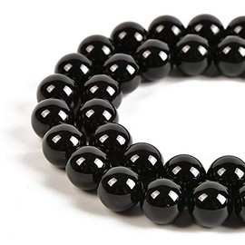 Nancybeads Natural Agate Gemstone Round Spacer Loose Beads 1 Strand 15.5" (Black Onyx, 8mm 45Beads)