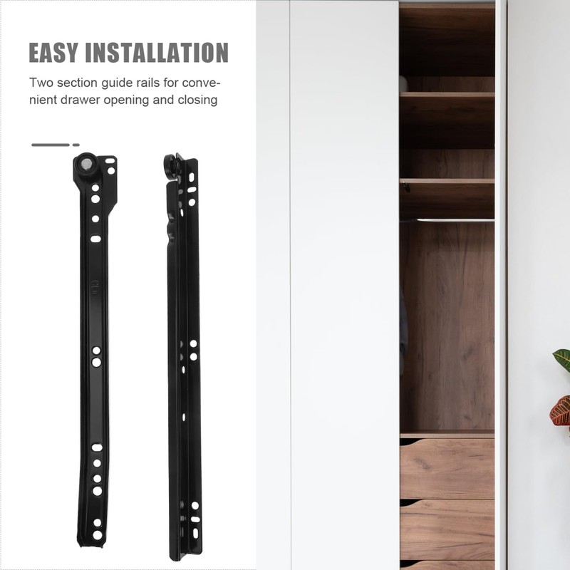 Gadpiparty Drawer Slide Rails for Furniture 2 Sectioned Easy to