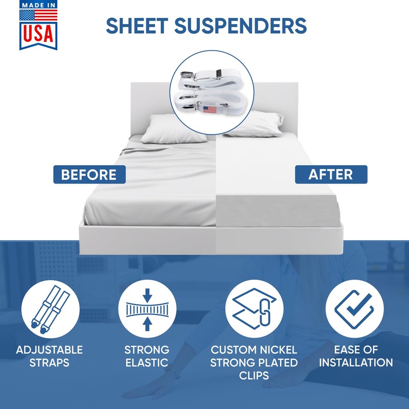 Sheet Suspenders ORIGINAL (gripper, fastener, straps), featured on QVC! Keep