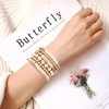 GOOJIDS Simple Beaded Gold Bangles Bracelet Chunky Bamboo Tube Curved