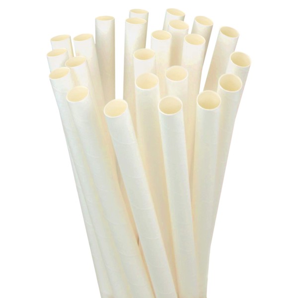 Fit Meal Prep 125 Pack Paper Large Smoothie Straws 8.5", Unwrapped Big Milkshake Straws, BPA Free Disposable Jumbo Straw, Colorful Wide Straws 0.5" for Bubble Tea, Boba, Popping Pearl