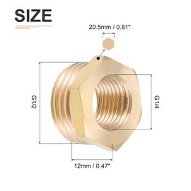 DTGN G1/2 Female x G1/4 Male Brass Pipe Fitting Set of 3 Perfect for Pipe Connection Brass Reducer Adapter Go Red Tone