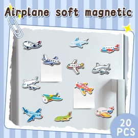 20 Pcs Cartoon Airplane Refrigerator Magnets, Thickened Cardstock Soft Magnet Plane Magnets for Fridge Magnetic Board, Teens Aircraft-Themed Gift Magnets(Airplane)
